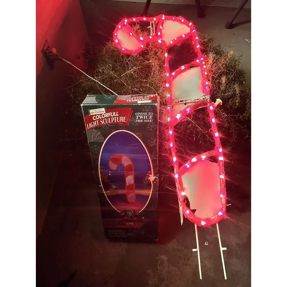 1998 Mr Christmas Candy Cane Light Sculpture 50 Inch Tall Outdoor Decoration